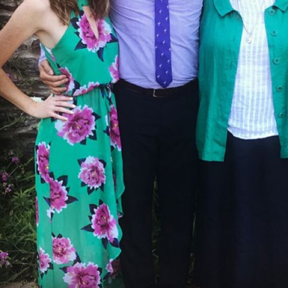 Green floral High low dress
